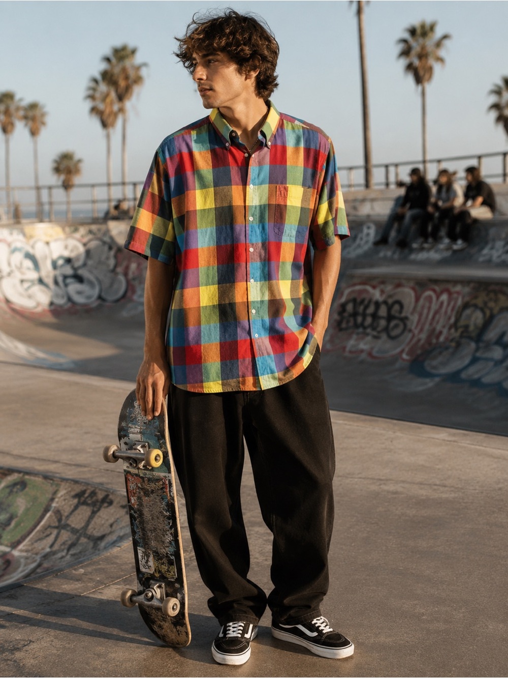 Colorful Plaid Men's Casual Button Down Shirt - Picture 1 of 5
